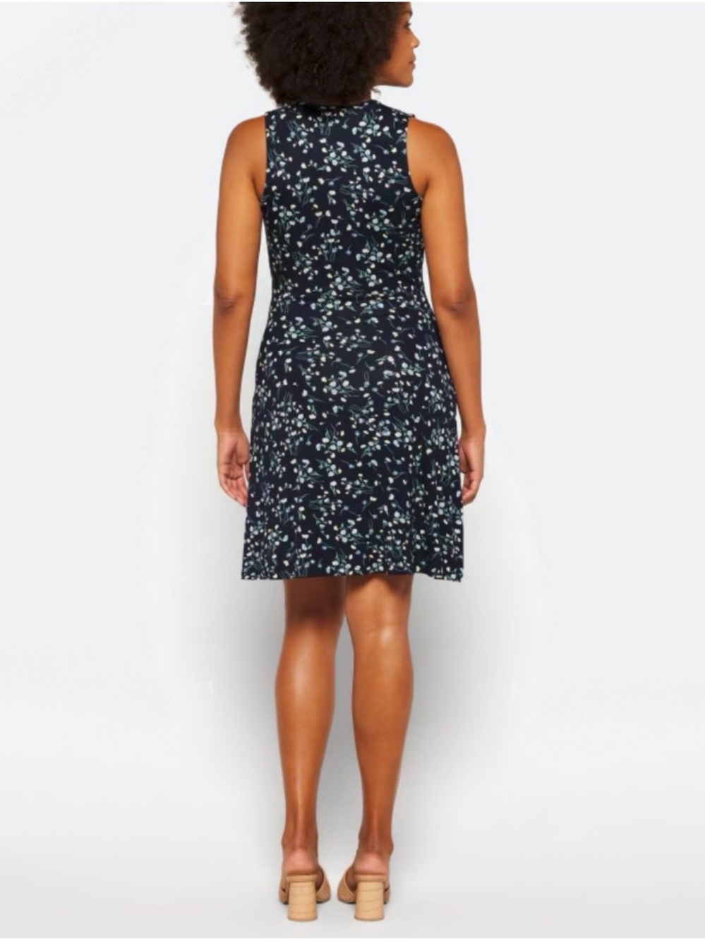 NWOT 41 Hawthorn Elisse Knit Surplus Dress Navy & Ditsy Floral Size L Unworn - Picture 2 of 5